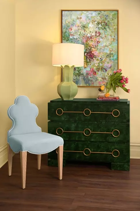 Roderick Matte Emerald Burl Wood 3 Drawer Soft Close Accent Chest
