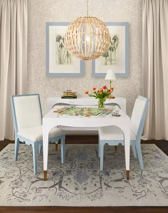 Lacey White Square Game Table with 2 Drawers