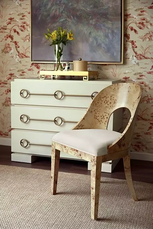 Rafferty White Linen Performance Fabric Dining Chair With Matte Burl Wood Frame