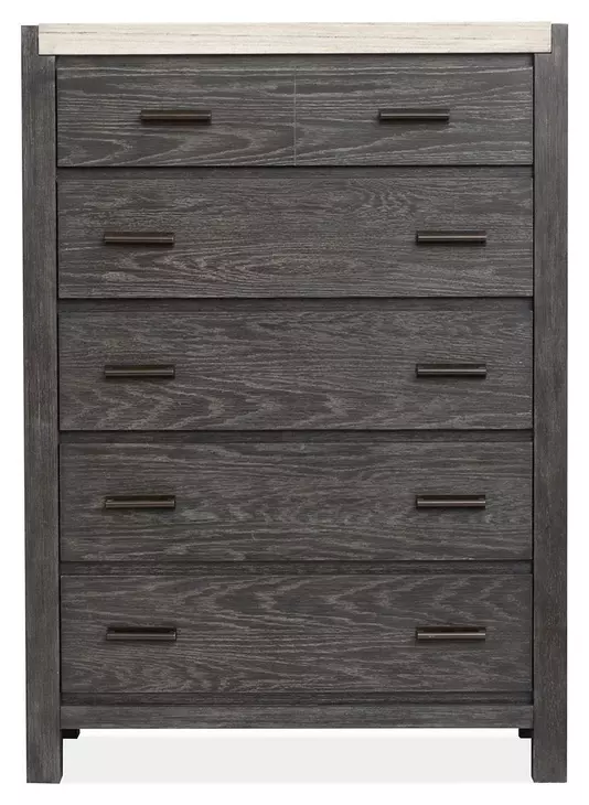 Plum Creek Ravenwood Black and White 5 Drawer Marble Top Chest