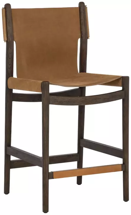 Argus Nubuck Caramel Leather Upholstered Counter Height Stool