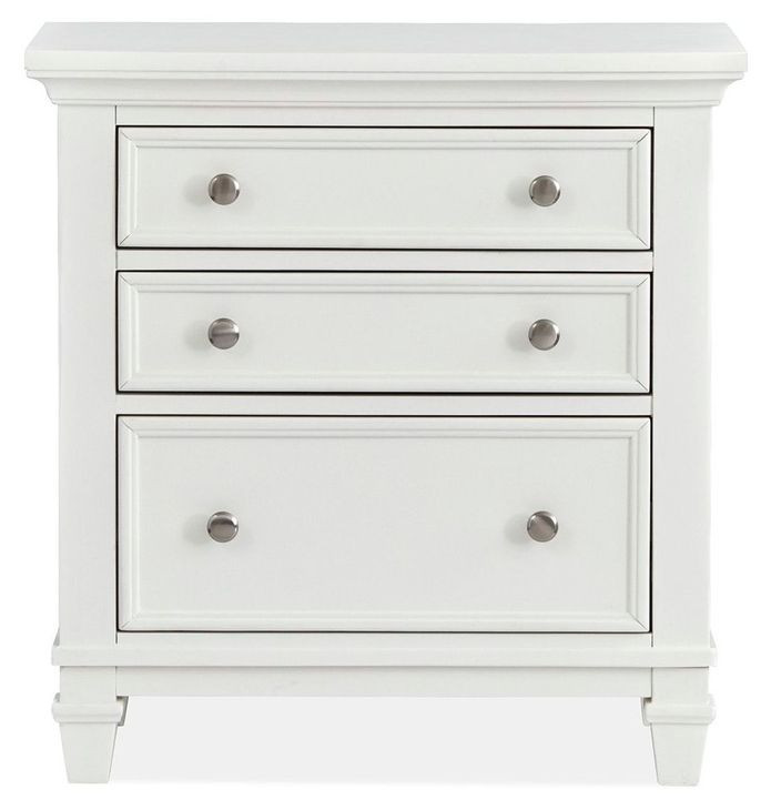 Harborwick White Dove White 3 Drawer Nightstand with USB Charging