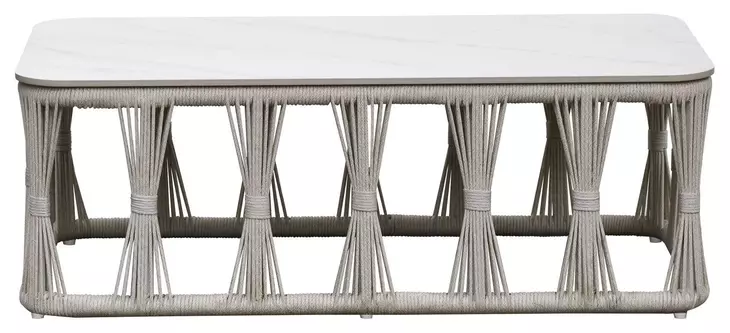 Alexa Outdoor Seating White Outdoor Rectangular Stone Top Coffee Table