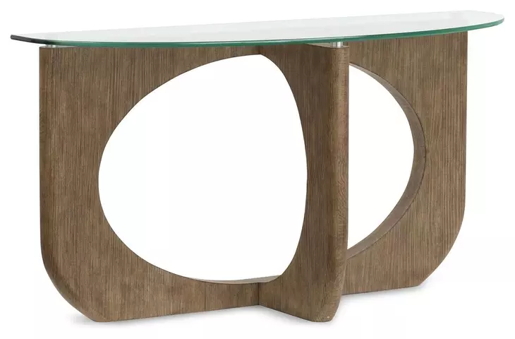 Lainey Almond Demilune Glass Top Sofa Table