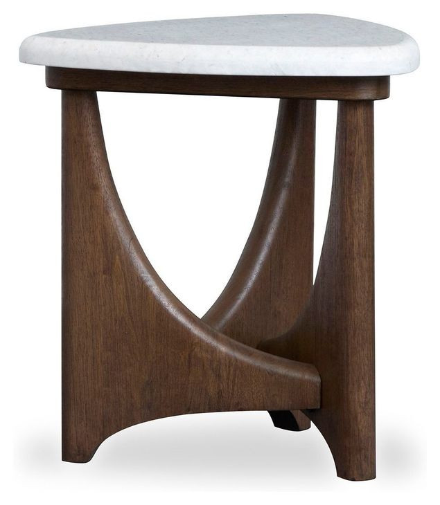 Elowen Vale Turkish Coffee and White Triangular Marble Top End Table