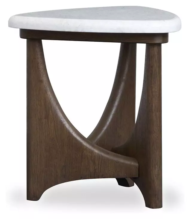 Elowen Vale Turkish Coffee and White Triangular Marble Top End Table