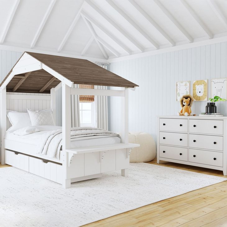 Lodge Cookies and Cream Twin Novelty Bed with Full Roof