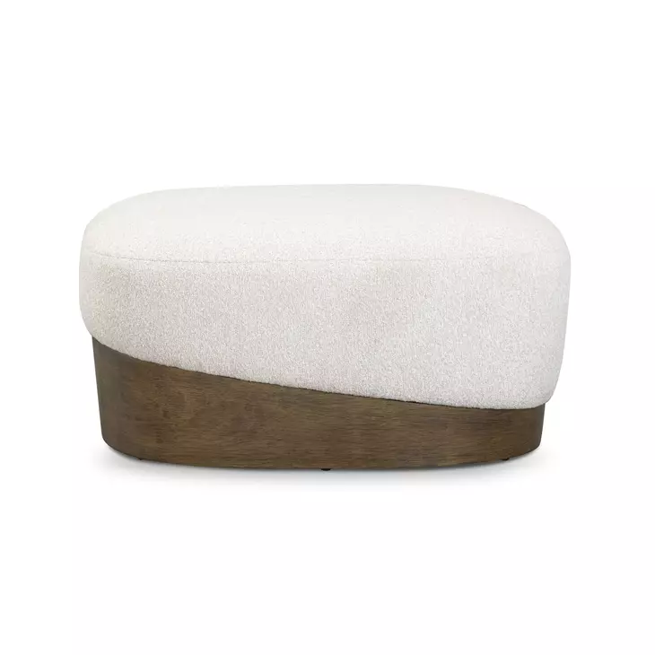 Domina Off White Upholstered Rectangular Ottoman