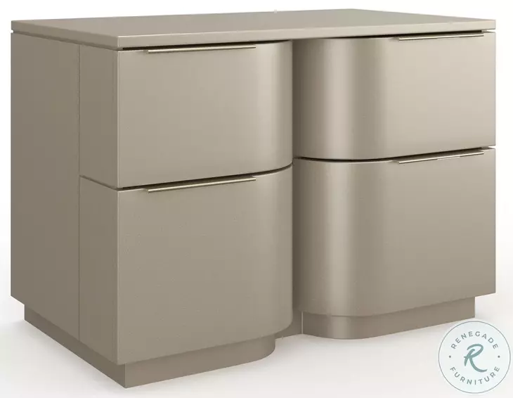 Oblique Soft Silver Paint Gloss Large Nightstand