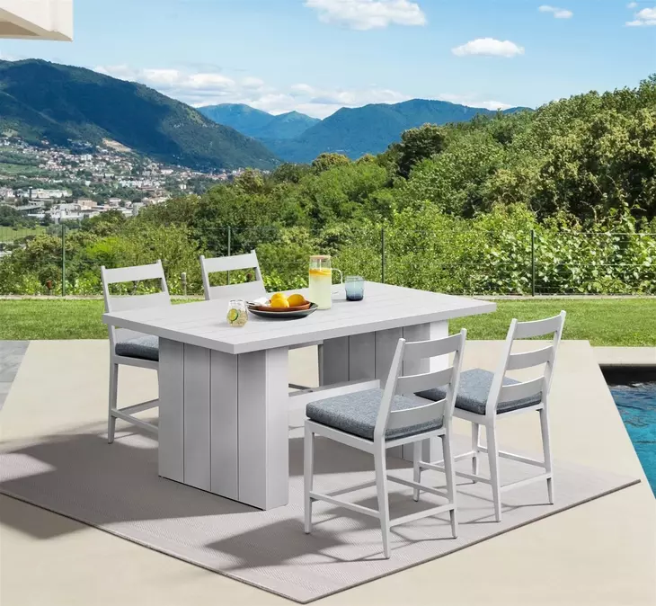 Nash Outdoor Dining Gray Upholstered Outdoor Bar Stool Set of 2