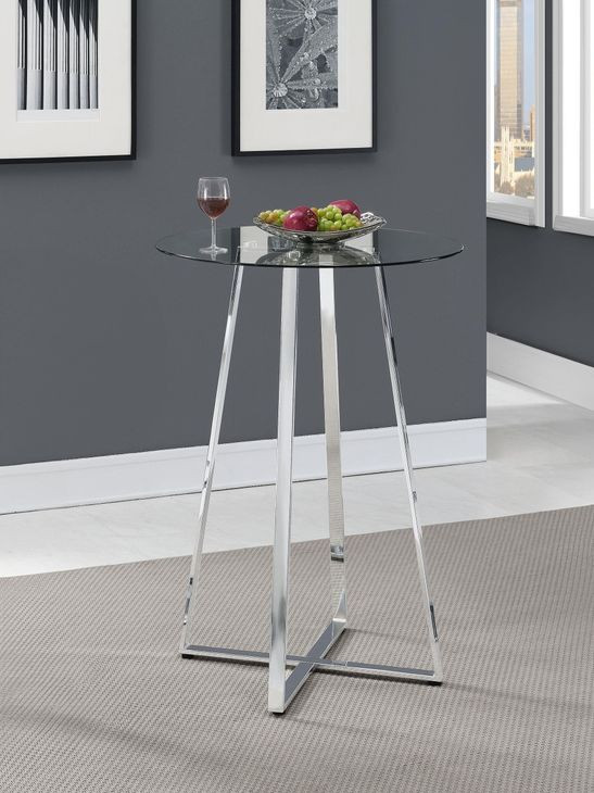 Zanella Chromed Glass Top Bar Table