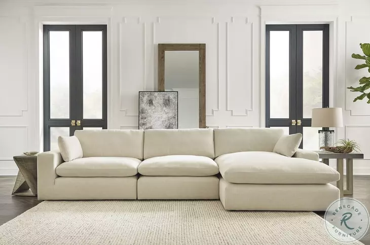 Elyza Linen Sectional with RAF Corner Chaise