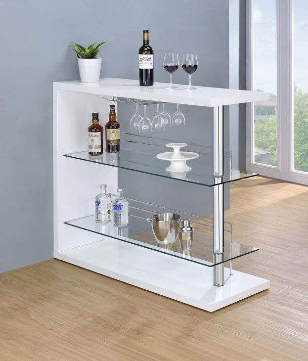 Prescott Glossy White Rectangular Bar Unit 