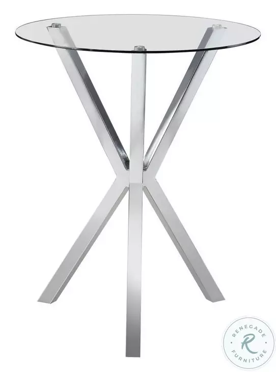 Denali Chrome Round Glass Top Bar Table 