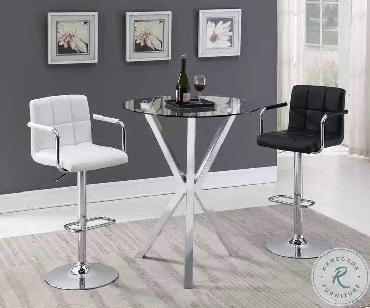 Denali Chrome Round Glass Top Bar Table 