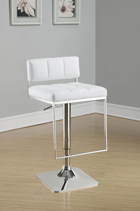 Alameda White And Chrome Adjustable Bar Stool