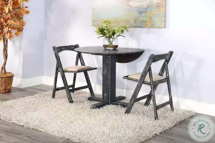 Hearthwood Haven Black Sand Folding Dining Chair Set of 2
