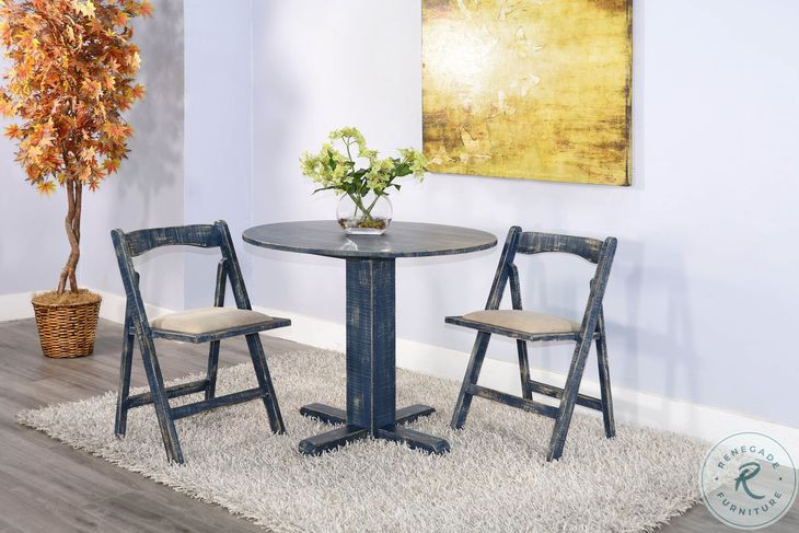 Hearthwood Haven Blue Ocean Blue Drop Leaf Round Dining Room Set