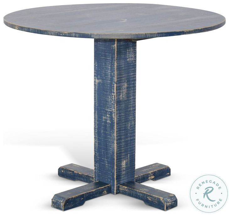 Hearthwood Haven Ocean Blue 36" Round Drop Leaf Dining Table