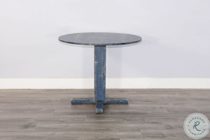 Hearthwood Haven Ocean Blue 36" Round Drop Leaf Dining Table