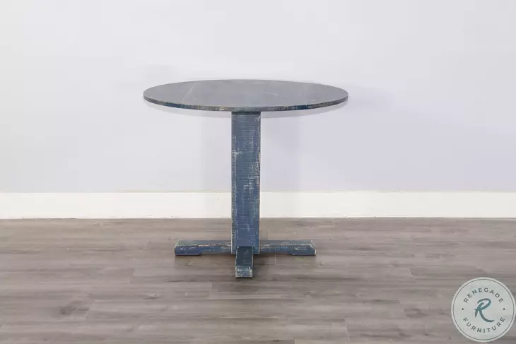 Hearthwood Haven Ocean Blue 36" Round Drop Leaf Dining Table
