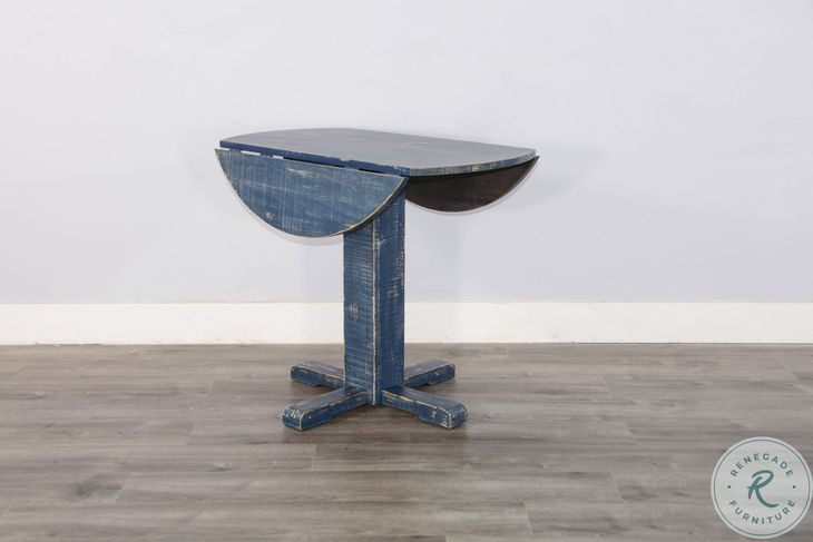 Hearthwood Haven Ocean Blue 36" Round Drop Leaf Dining Table