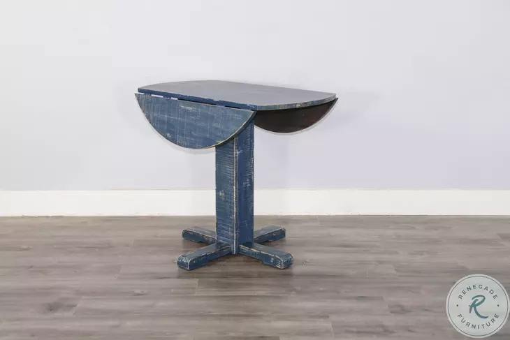 Hearthwood Haven Ocean Blue 36" Round Drop Leaf Dining Table