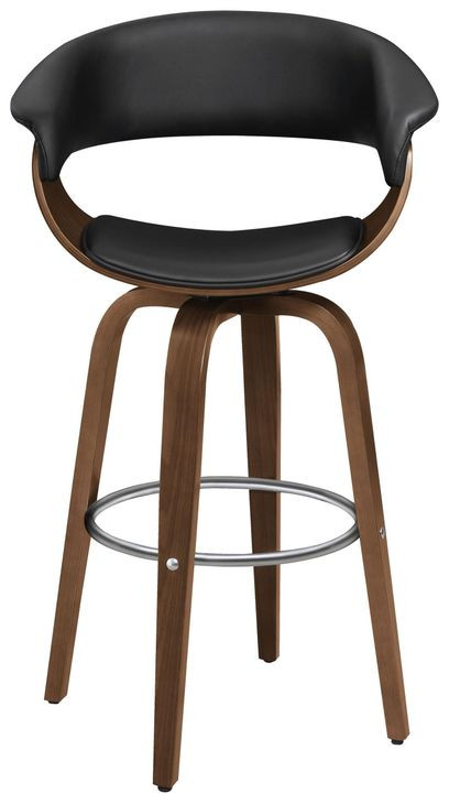 Zion Walnut And Black Upholstered Swivel Bar Stool 