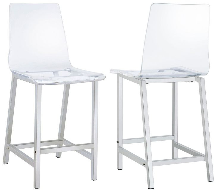 Juelia Chrome And Clear Acrylic Counter Height Stools Set of 2
