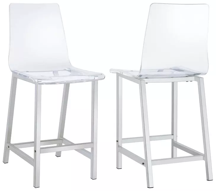 Juelia Chrome And Clear Acrylic Counter Height Stools Set of 2