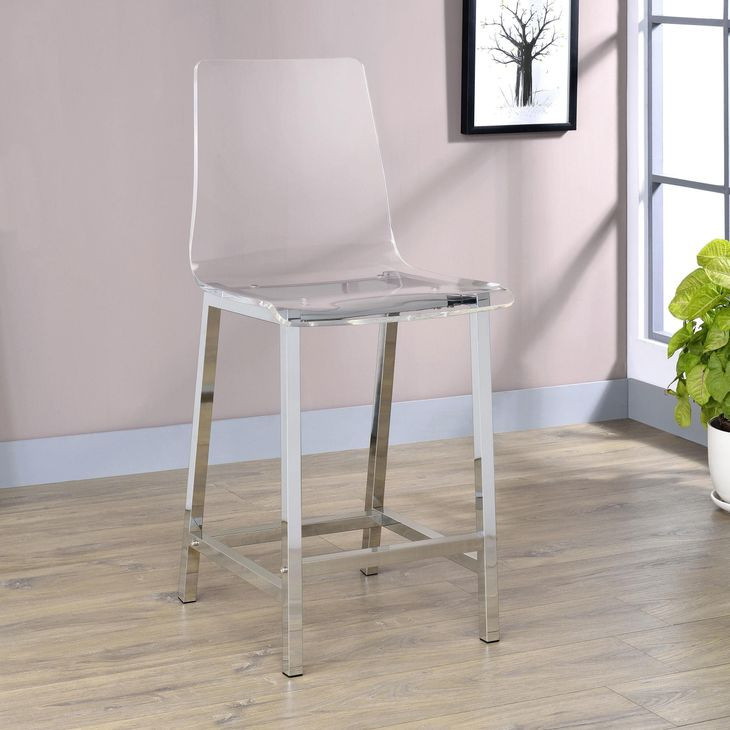 Juelia Chrome And Clear Acrylic Counter Height Stools Set of 2