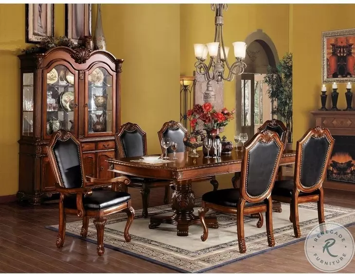 Chateau De Ville Black Synthetic Leather and Cherry Side Chair