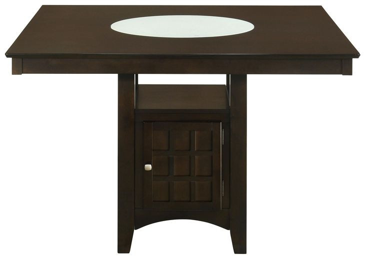 Gabriel Cappuccino Counter Height Storage Dining Table with Built-in Lazy Susan