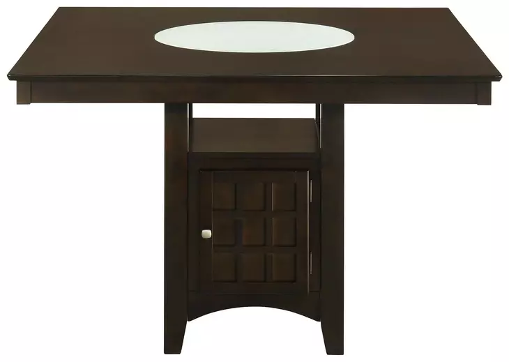 Gabriel Cappuccino Counter Height Storage Dining Table with Built-in Lazy Susan
