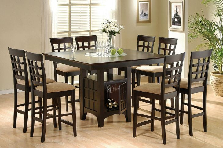 Gabriel Cappuccino Counter Height Storage Dining Table with Built-in Lazy Susan