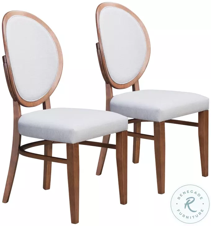 Regents Walnut And Light Gray Dining Chair Set Of 2