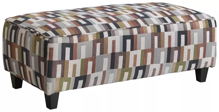 Amos Dusk White and Brown Upholstered Rectangular Cocktail Ottoman