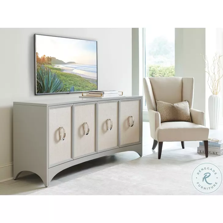 Studio Designs Soft Dove Gray Newbury Park Raffia TV Stand