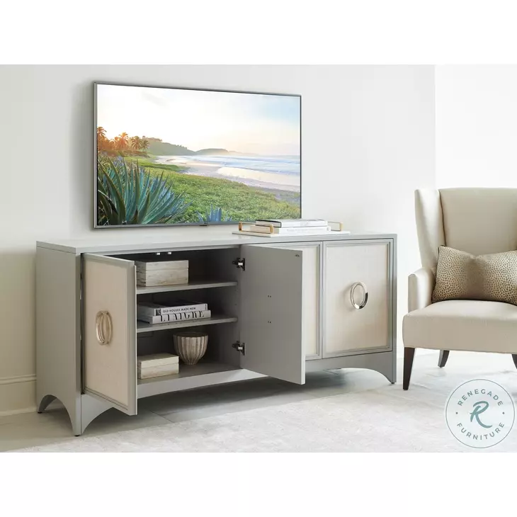 Studio Designs Soft Dove Gray Newbury Park Raffia TV Stand