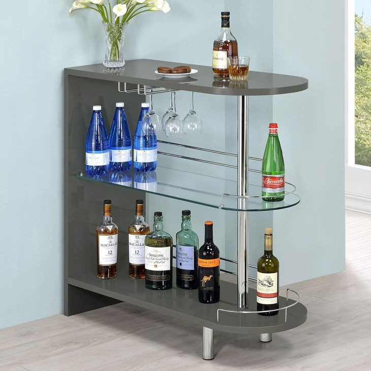 Adolfo Glossy Grey And Clear Bar Table