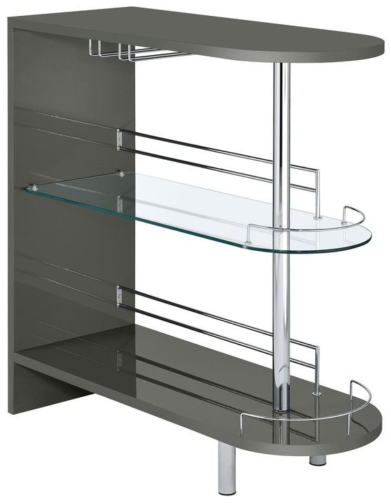 Adolfo Glossy Grey And Clear Bar Table
