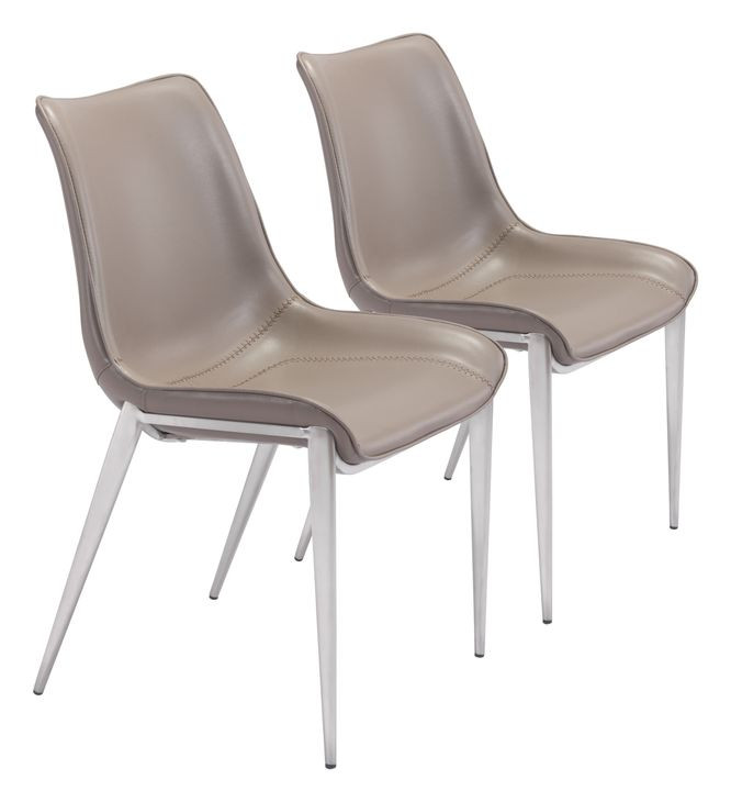 Magnus Gray And Brushed Stainless Steel Dining Chair Set Of 2