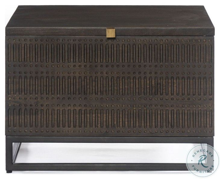 Kelby Carved Vintage Brown Square Bunching Table with Storage