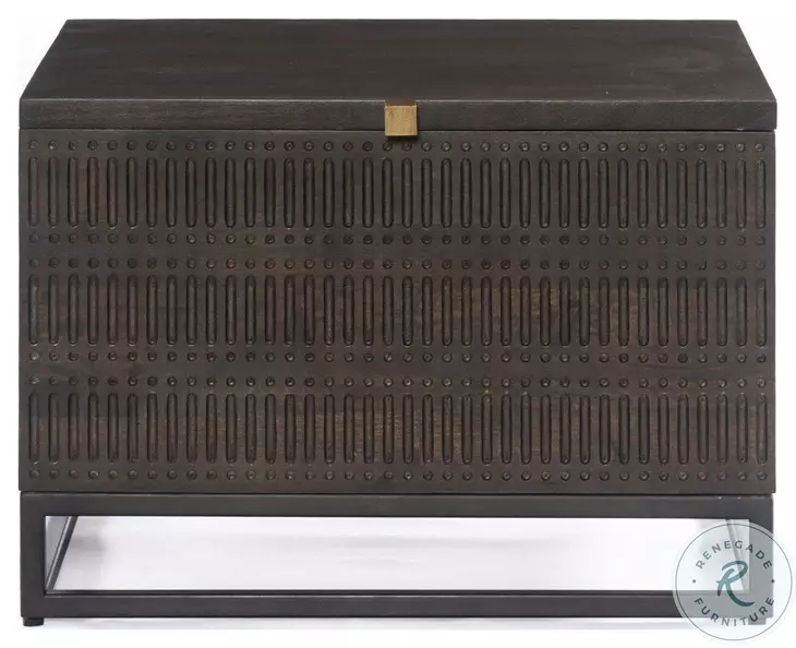 Kelby Carved Vintage Brown Square Bunching Table with Storage