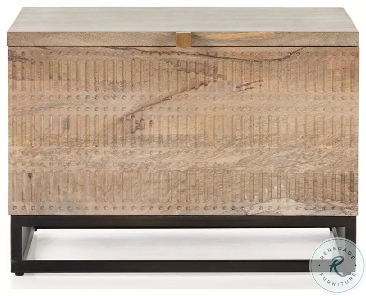 Kelby Light Wash Carved Square Bunching Table Storage