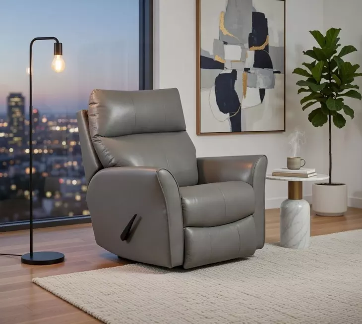 Stardust Valentino Granite Leather Swivel Rocker Recliner