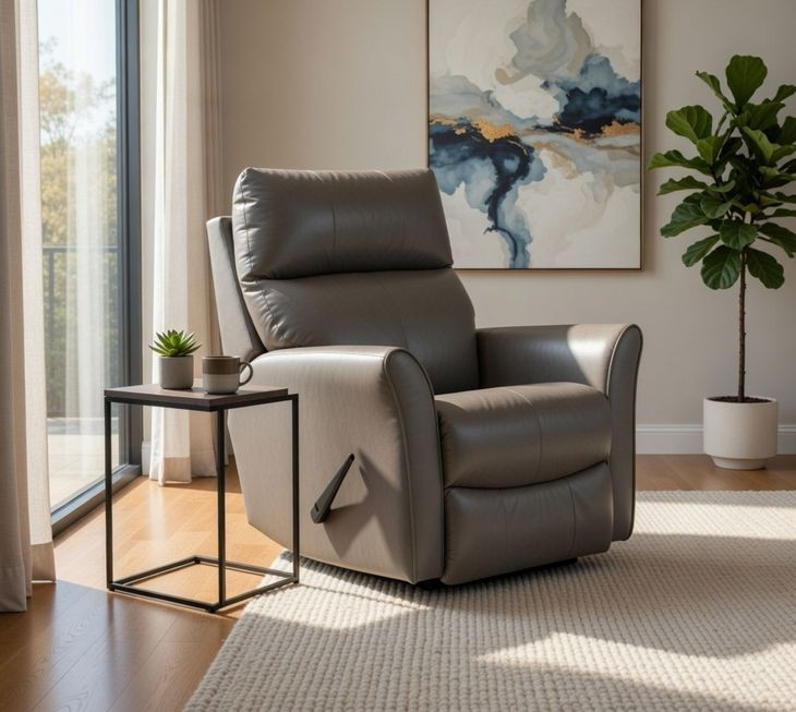 Stardust Valentino Granite Leather Swivel Rocker Recliner