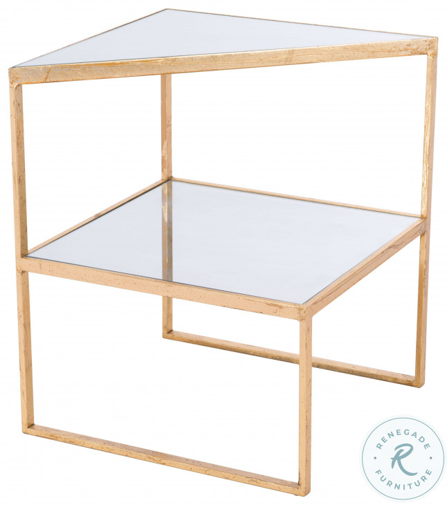Planes Gold and Mirror Side Table from Zuo Coleman Furniture