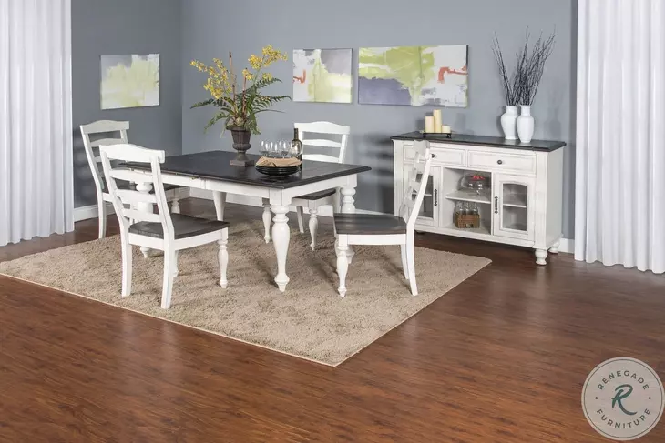 Heritage House White 84" Extendable Rectangular Dining Table