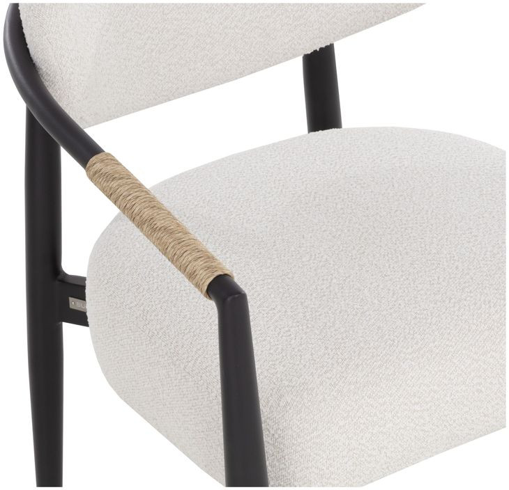 Marita Black and Louis Cream Performance Fabric Dining Arm Chair